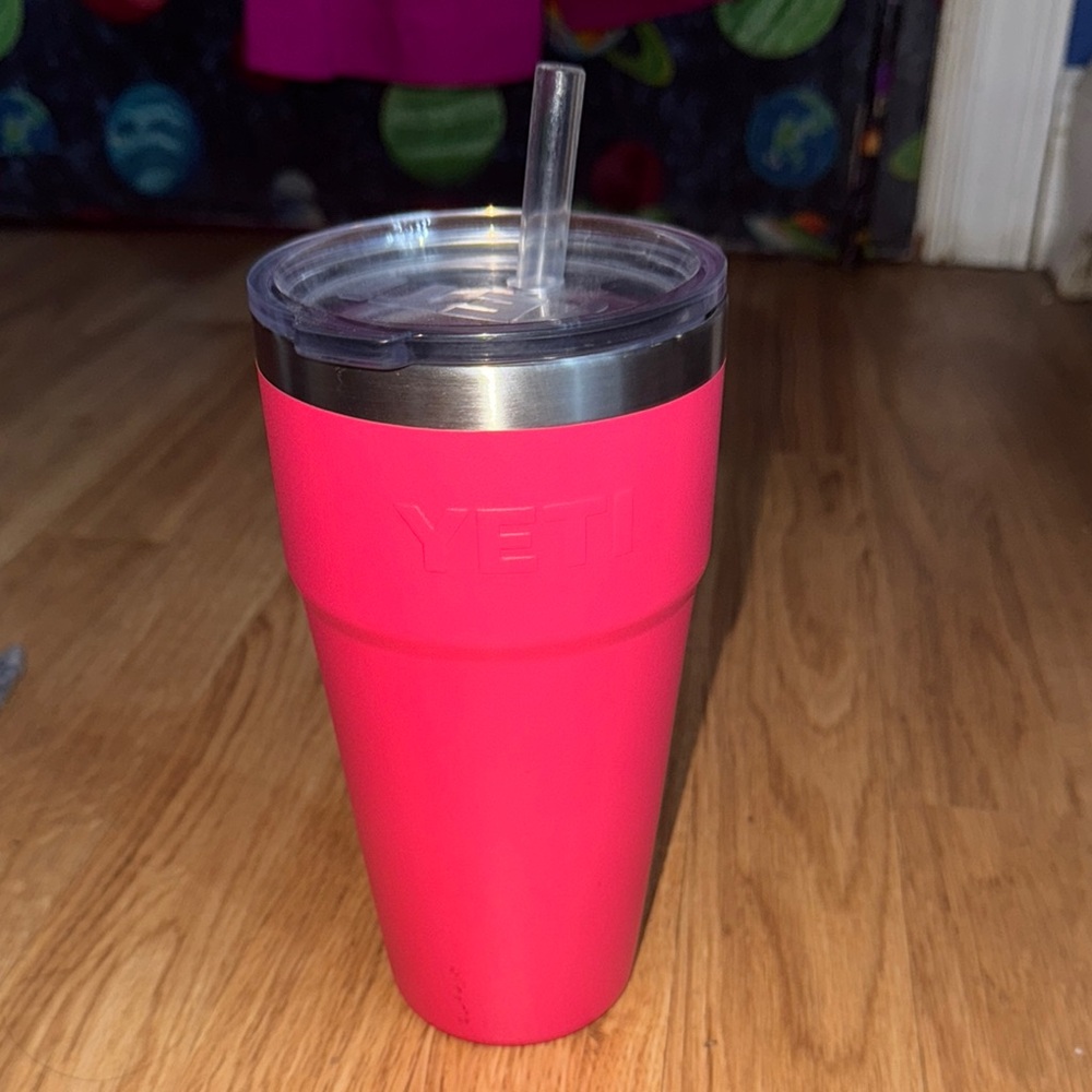 YETI Pink Tumbler with Straw 32once